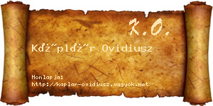 Káplár Ovidiusz névjegykártya